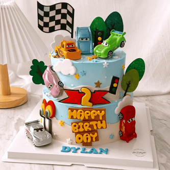 2 Tier - Lighting McQueen 6" + 8"